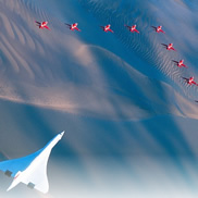 Concord flying with the Red Arrows