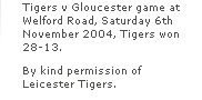 Tigers v Gloucester game at Welford Road